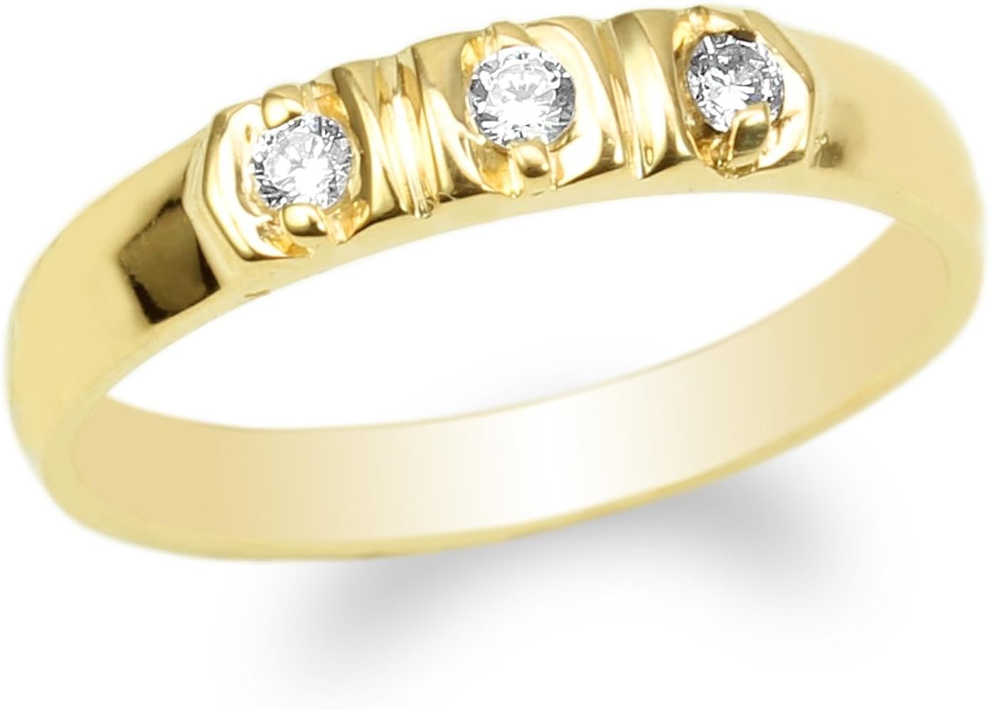 Amazon.com: JamesJenny Ladies 10K Yellow Gold 3 Round CZ Embedded