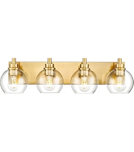 zeyu 44 Inch Brushed Gold Bathroom Light Fixtures, 6 Lights