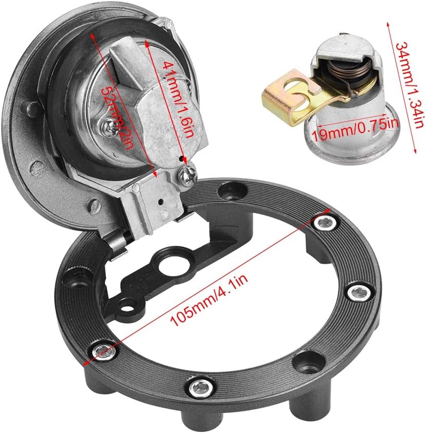 KIMISS Motorcycle Ignition Switch Fuel Gas Lock Keys for Ymh YZF R1 R6 R6S FZ6 FJR1300//mt07 fuel tank, Silver - Image 5
