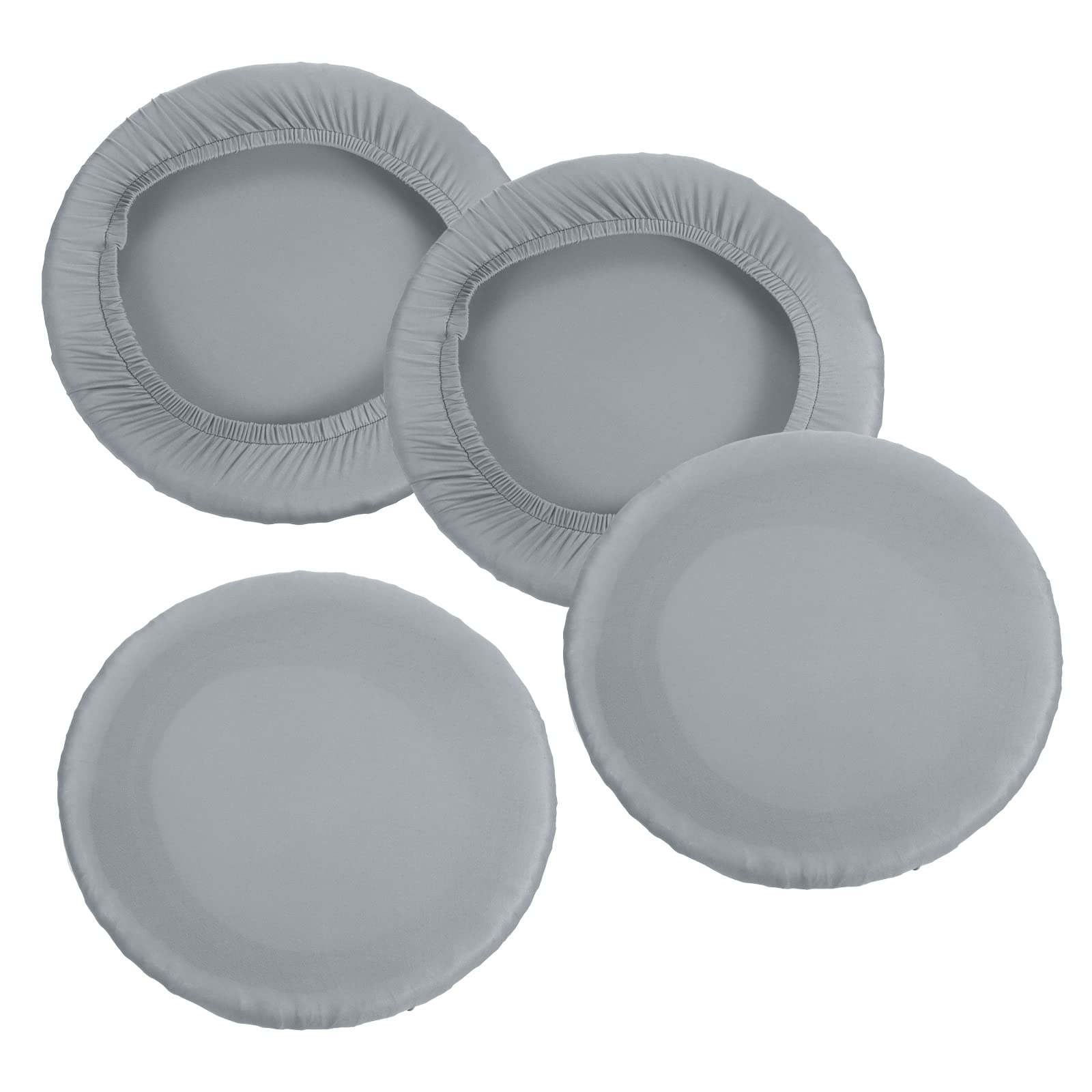 PATIKIL 9.5" Round Bar Stool Cover, 4 Pack Washable Elastic Stool Cover for Diameter 11"-13" Chair, Silver Gray