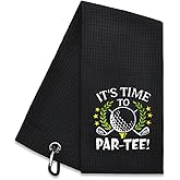 Hafhue It's Time to Par-tee Embroidered Golf Towel, Golf Accessories for Men Women, Golf Gift for Men Women, Retirement Gift for Dad Grandpa Golf Lover Golf Fan
