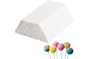 500Pcs 6 Inch White Paper Lollipop Sticks, Halloween DIY Paper Sucker Sticks, Cake Pop Stick for Cake Toppers, Chocolate,Cook