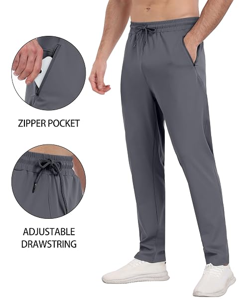 PARISDIARY 3 PACK MENS ATHLETIC SWEATPANTS WITH ZIPPER POCKETS,WORKOUT GYM JOGGERS PANTS FOR MEN RUNNING JOGGING PANTS-BLACKDARK GRAYNAVY-XL