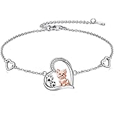 Animal Bracelet S925 Sterling Silver Heart Animal Jewelry Gift For Women Dog Lover