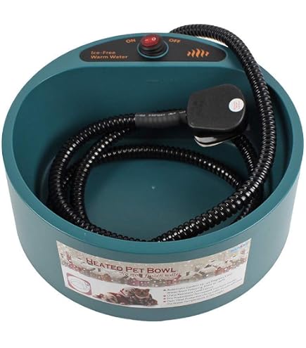 Heated Pet Bowl - Full Metal Tube Winter Water Bowl For Dogs & Cats, Thermostatic US Plug (9.4 Inch)