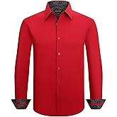 Alex Vando Men’s Cotton Stretch Dress Shirt Regular Fit Fashion Paisley Contrast Button Down Shirts