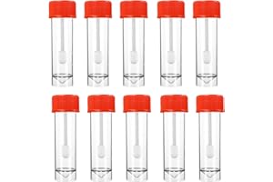 10pcs Stool Specimen Cups with Lids, 25-30ml Stool Cups Stool Container with Spoon Lid, Red