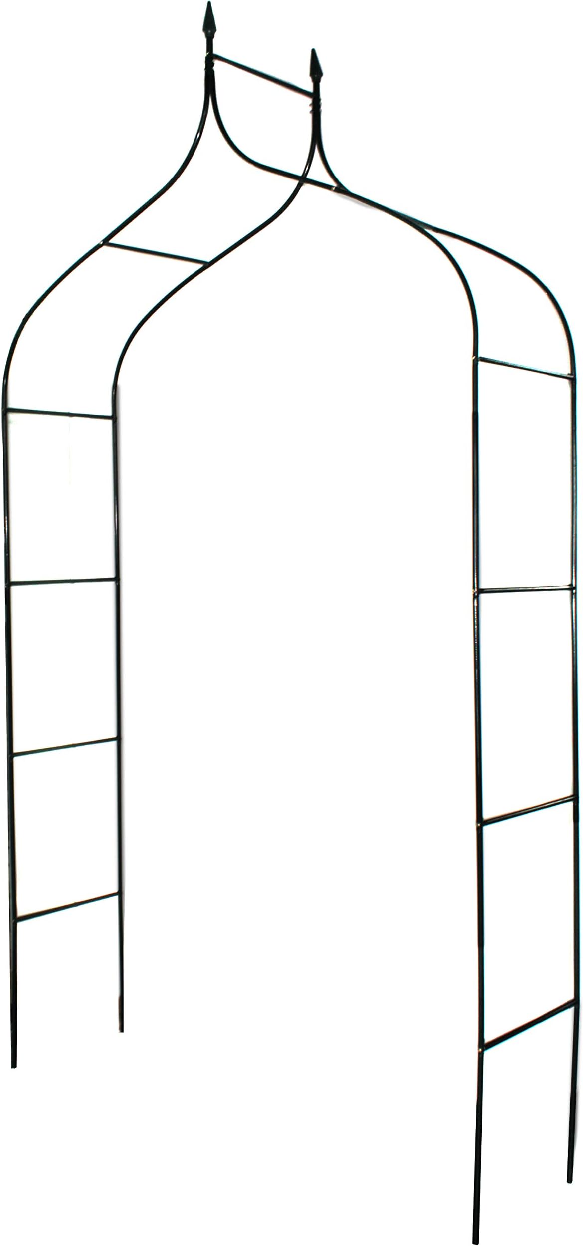 Garden Arch Iron Black Outdoor Patio for Climbing Plant and Wedding,Garden Arbor Bridal Arch Arbor Party Decoration Festival Decoration，Gothic Top, 4'5"Wide x 8'3"High