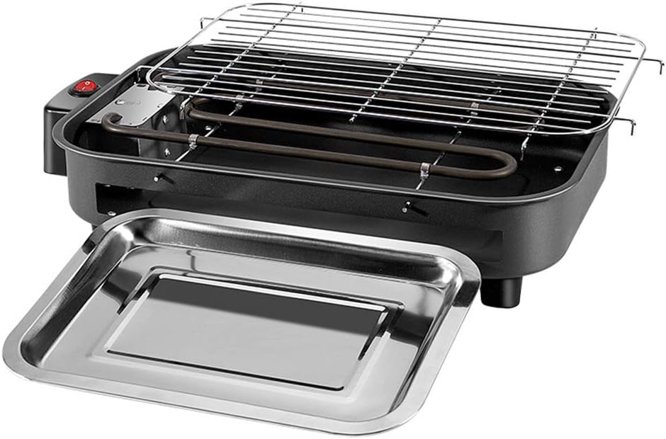 review Idomeo Garden Barbecue Grill, Electric Barbecue Grill Outdoor Smokeless Barbecue Even Heat Distribution Separate Design Easy to Clean