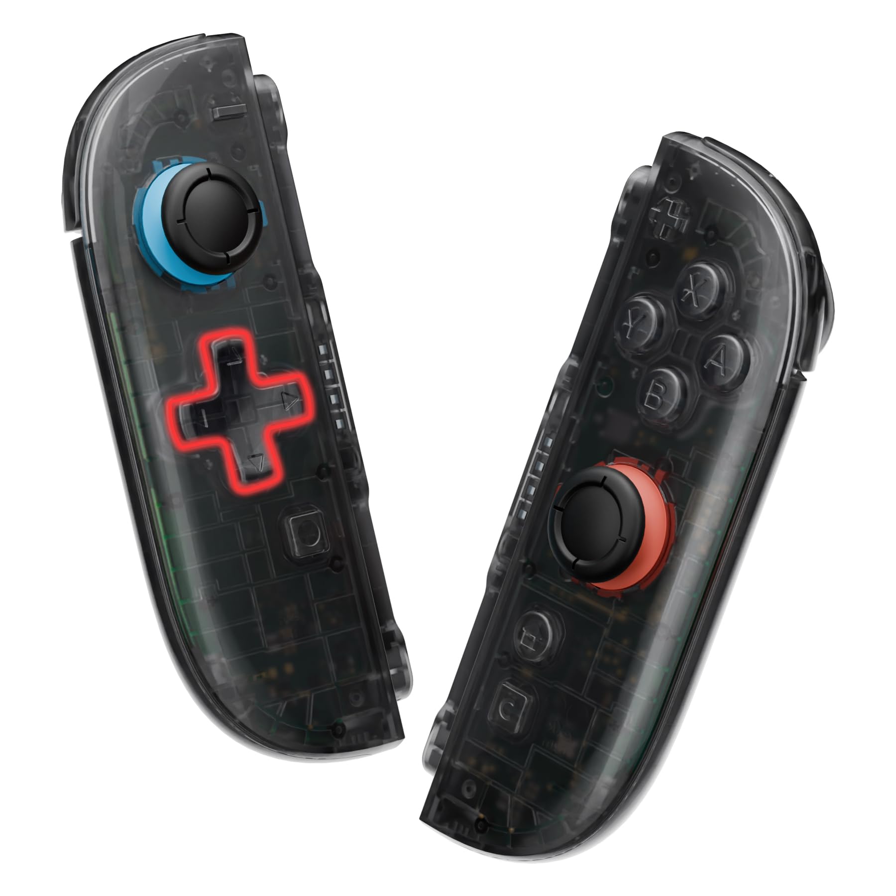 eXtremeRate DIY Replacement Shell (D-Pad Ver) Buttons for Joycon 2, Custom Full Set Housing + Decorative Strips + Middle Bracket + Buttons for Nintendo Switch 2 - Deluxe Version - Clear Slate Black