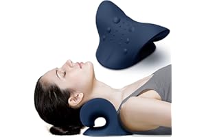 nbstep Neck Cloud - Neck Traction Device, Neck Stretcher Cervical Traction for Neck Pain Relief, Neck Hump Corrector and Tmj Relief, Neck Traction with High Density Memory Foam - Navy Blue