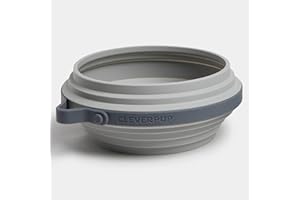Cleverpup, Nomad Large Collapsible Dog Bowl - 4 Cup Food-Safe Silicone Travel Bowl for Dogs, Portable & Sturdy, Food/Water, Dishwasher Safe - Grey