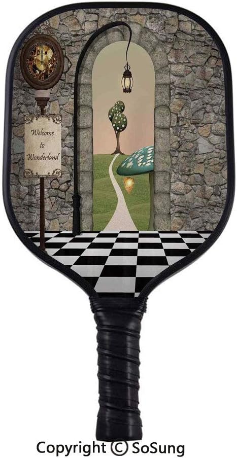 Peach Pickleball Paddle,Japanese Inspired Cherry Blossom Branch Sakura Flowers in Soft Colored Spring Time Decorative Widebody Composite Pickleball Paddle,for Kids & Adult,Pink White