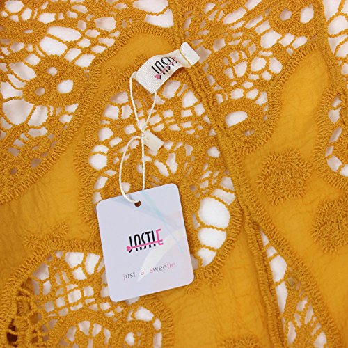 Jastie Open Stitch Cardigan Boho Hippie Butterfly Crochet Vest (Dark Yellow)