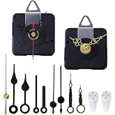 2 Pack Non Ticking Wall Miniature Clock Movements Mechanism with 5 Pairs of Short Hands Quartz Motor Kit Battery Operated DIY Repair Parts Replacement, 5/32 In Max Dial Thick, 1/2 In Shaft Length