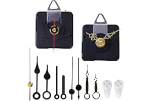 HILLHOME 2 Pack Non Ticking Wall Miniature Clock Movements Mechanism with 5 Pairs of Short Hands Quartz Motor Kit Battery Operated DIY Repair Parts Replacement, 5/32 in Max Dial Thick, 1/2 in Shaft Length