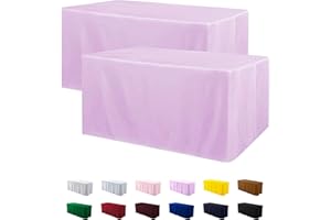 ManMengJi Fitted Tablecloth for 72" x 30" Rectangle Tables - Water Resistant Washable Rectangle Table Covers for Wedding, Banquet and Trade Shows, 2 Pack, 6FT, Lavender