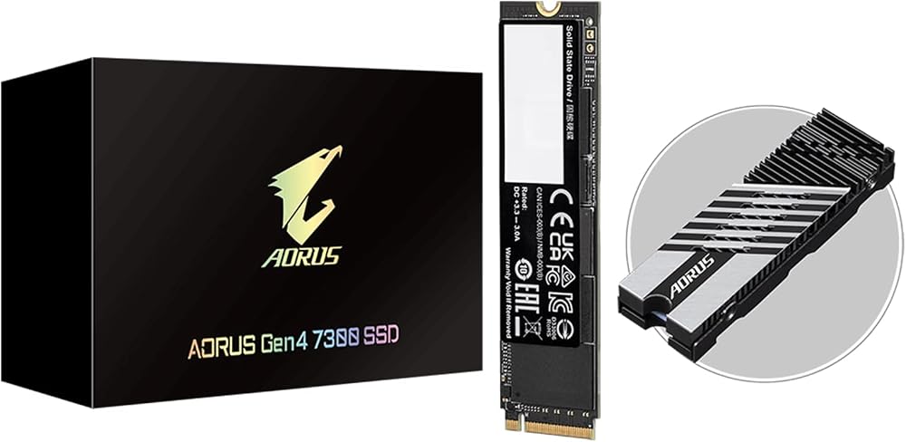 Gigabyte AORUS Gen4 7300 SSD 1TB PCIe 4.0 NVMe M.2 7300MB/s Read