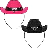 Haakong Cowgirl Hat Headband Mini Cowboy Hat Headband for Women Western Cowgirl Accessories Halloween Cowboy Party