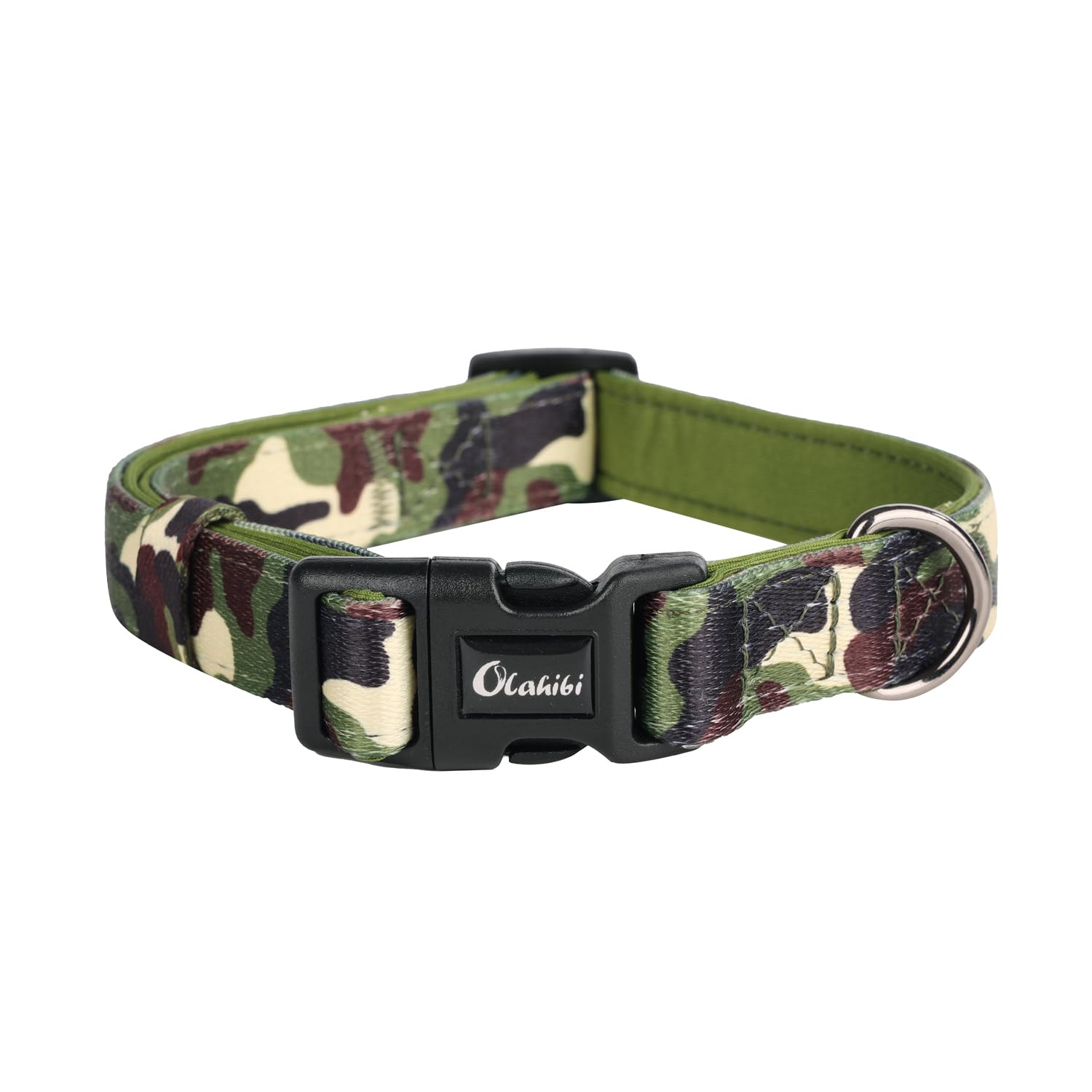 Olahibi Basic Dog Collar, Polyester Webbing Padded with Soft Neoprene, Camouflage Pattern, for Large Dogs.(L, Camouflage) — image 1