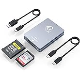 CFexpress Type A and SD Dual-Slot Memory Card Reader, 10Gbps USB 3.2 Gen 2 Type A CFexpress Adapter Memory Card Reader with USB C to USB C/USB A Cable,Compatible with Windows/Mac/Linux/Android