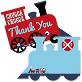 Railroad Party Crossing - Shaped Thank You Cards - 12 Count | Train Birthday or Baby Shower Thank You Note Cards, Premium Custom Message Fill-In Thank Yous, Envelopes Included, USA-made