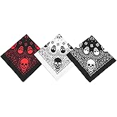 WEIXINDIY 3pcs Men's Retro Bandana Scarf Stylish Paisley Pocket Squares Tie Dye Cowboy Wraps Headwraps 100% Cotton Skull Bandanas