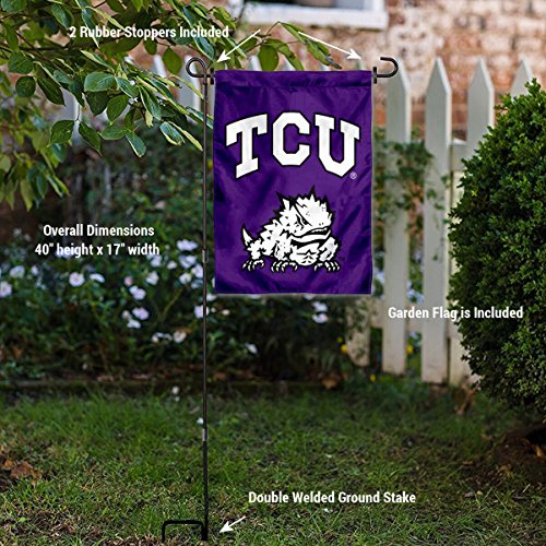 Texas Christian Horned Frogs Garden Flag with Stand Holder
