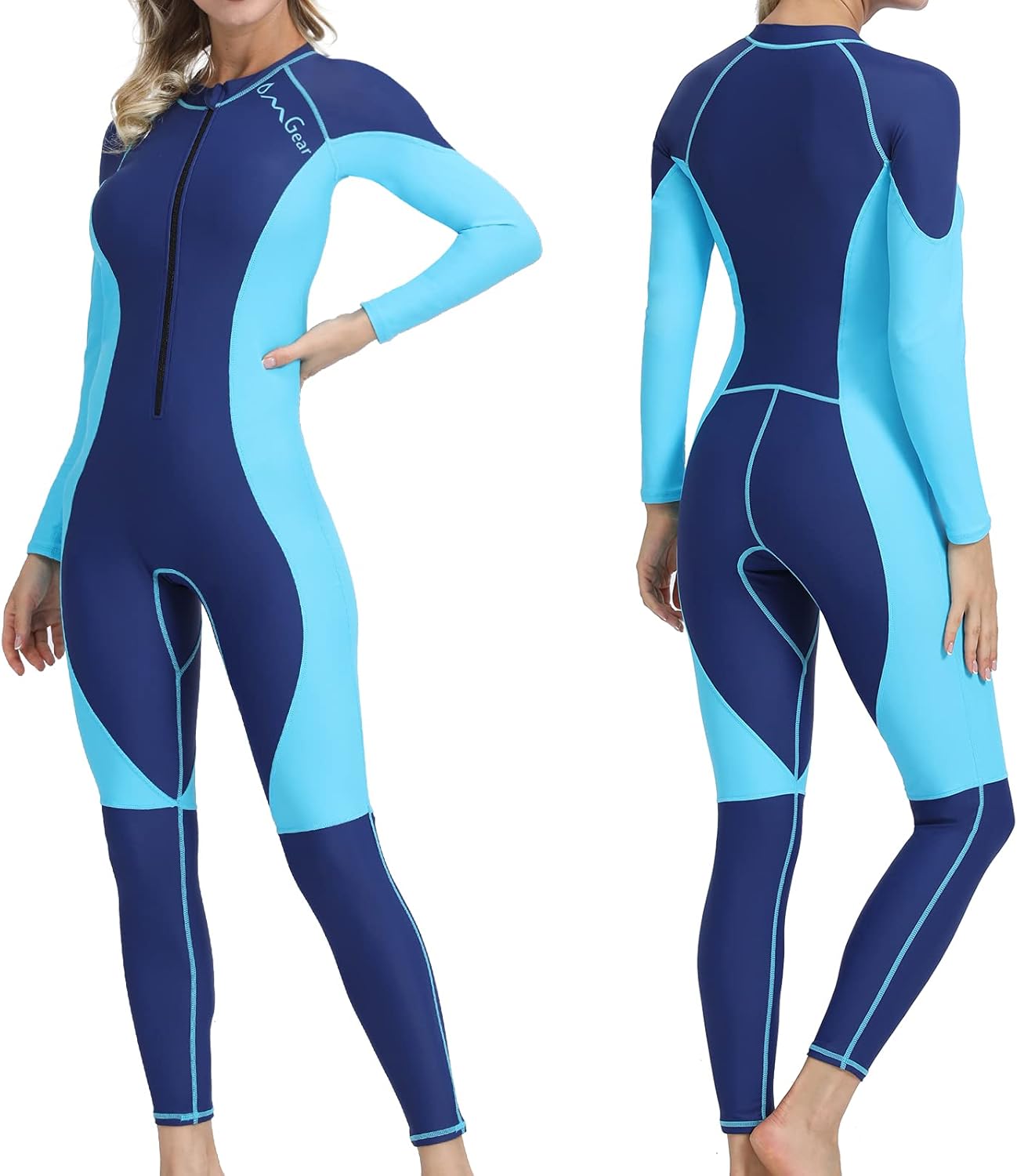 OMGear Rash Guard Full Bodysuit Dive Skin Women Men UV Protection One Piece Swimsuit Long Sleeve Spandex Thin Wetsuit Front Zipper for Scuba Diving Snorkeling Swimming Kayaking Water Sports : Sports & Outdoors