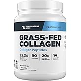 Transparent Labs Grass-Fed Collagen Peptides - 30 Servings, Chocolate | Collagen Powder for Women &amp; Men, Grassfed Bovine Hydrolyzed Collagen Peptides for Skin, Hair, Bones, &amp; Muscle Recovery