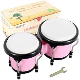 VANPHY Bongo Drum 4'' and 5'' Set for Adults Beginners Pink | Percussion Bongos Drum With Tuning Wrench