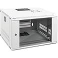 Tecmojo 6U Wall Mount Rack Network Cabinet for 19" IT Equipment,with Lockable Glass Door and Side Panels,Cooling Fan,17.7inch Depth,White