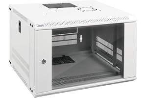 Tecmojo 6U Wall Mount Rack Network Cabinet for 19" IT Equipment,with Lockable Glass Door and Side Panels,Cooling Fan,17.7inch