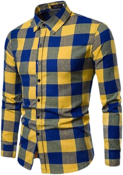 Amazon Fly Year Jp メンズスリムフィットドレスシャツ長袖ボタンダウンチェックシャツ コート ジャケット 通販