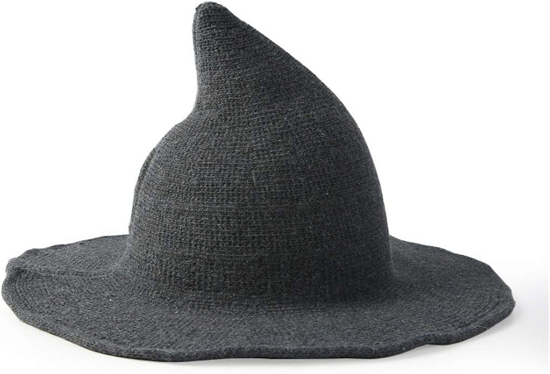 URFUN Women's Wool Witch Hat Wide Brim Spire Knitted Cap for Halloween