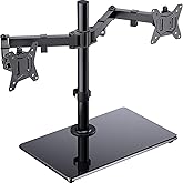 ErGear Dual Monitor Stand for 13”- 32” Screen, Freestanding Dual Arm Desk Mount with Sturdy Base, Gaming Double Monitor Stand