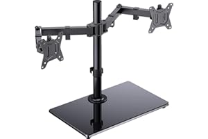 ErGear Dual Monitor Stand for 13”- 32” Screen, Freestanding Dual Arm Desk Mount with Sturdy Base, Gaming Double Monitor Stand
