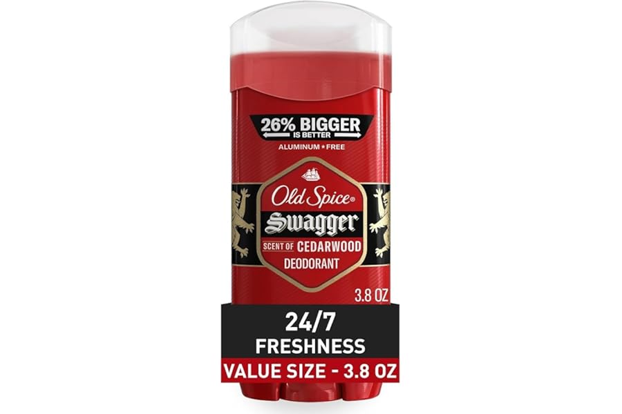 Old Spice Aluminum Free Deodorant for Men Red Zone Collection, Swagger Invisible Solid, Lime & Cedarwood Scent, 3.8 Oz