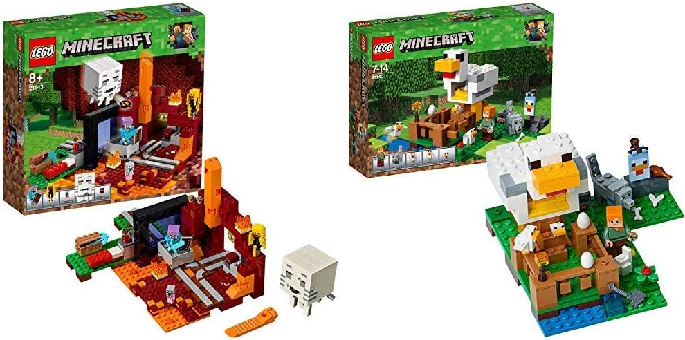 Amazon レゴ Lego マインクラフト 闇のポータル マインクラフト ニワトリ小屋 セット買い ブロック おもちゃ