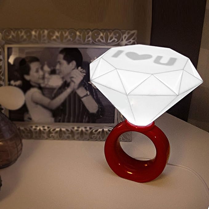 BonZeaL Diamond Ring Night Lamp for Romantic Couple USB LED Desk Table Light Valentine Gifts for Girlfriend Valentine Gift for boyfriend Love Valentines day Gift Red
