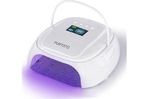 Purtato 126W Cordless Rechargeable UV LED Nail Lamp with Large Space, Handle and Foot Rest, Fast Curing Gel Nail Dryer with 4 Timers for Salon and Home (White)