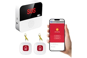 Chatthen WiFi Elderly Monitoring, Caregiver Pagers Life Alert Systems for Seniors no Monthly Fee, 1 Receiver & 2 Panic Button, Compatible with Tuya Smart/Smart Life APP (Only Supports Wi-Fi 2.4GHz)