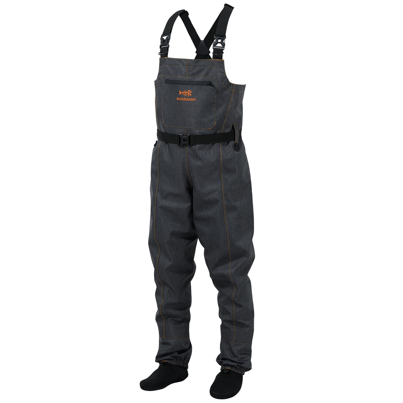 Photo 1 of BASSDASH Men’s Denim Breathable Chest Waders Waterproof Durable Lightweight Stocking Foot for Fishing Hunting ATV Riding