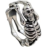 Gothic Statement Ring Evil Death Biker Punk Rock Dark Accessories Handmade Vintage Rings Grunge Adjustable Rings Skeleton Skull Heart Cross Open Band Ring for Men Women Birthday Jewelry Gift