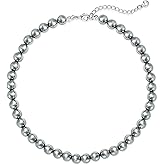 Zeffy Pearl Necklace 4MM/6MM/8MM Dainty Round Imitation Pearl Choker Necklace Wedding Pearl Necklace Delicate Jewelry for Women Simple Bridesmaid Jewelry Gifts