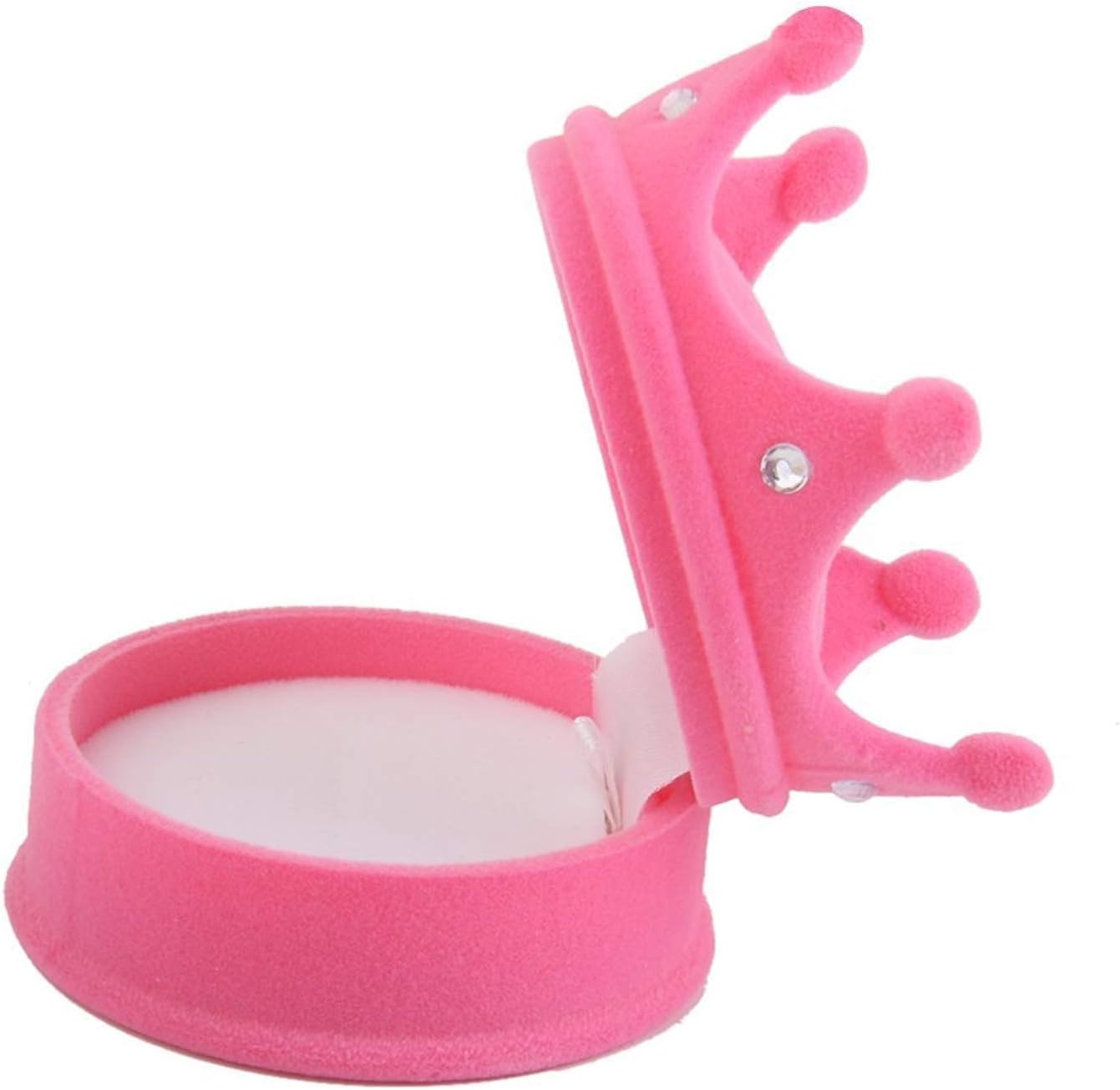 PRO365 Princess Rich Velvet Soft Cushion Ring Case Crown Shape (1 Piece, Pink)