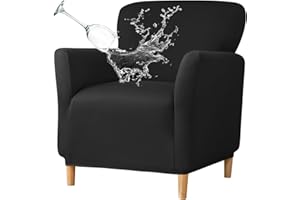 GOSTADY Banquet Armchair Slipcovers Waterproof Chair Covers Armchair 1-Piece Stretch Chair Covers for Living Room Nonslip Outdoor Armchair Slipcover Kids Pets Friendly Furniture Protector,Black