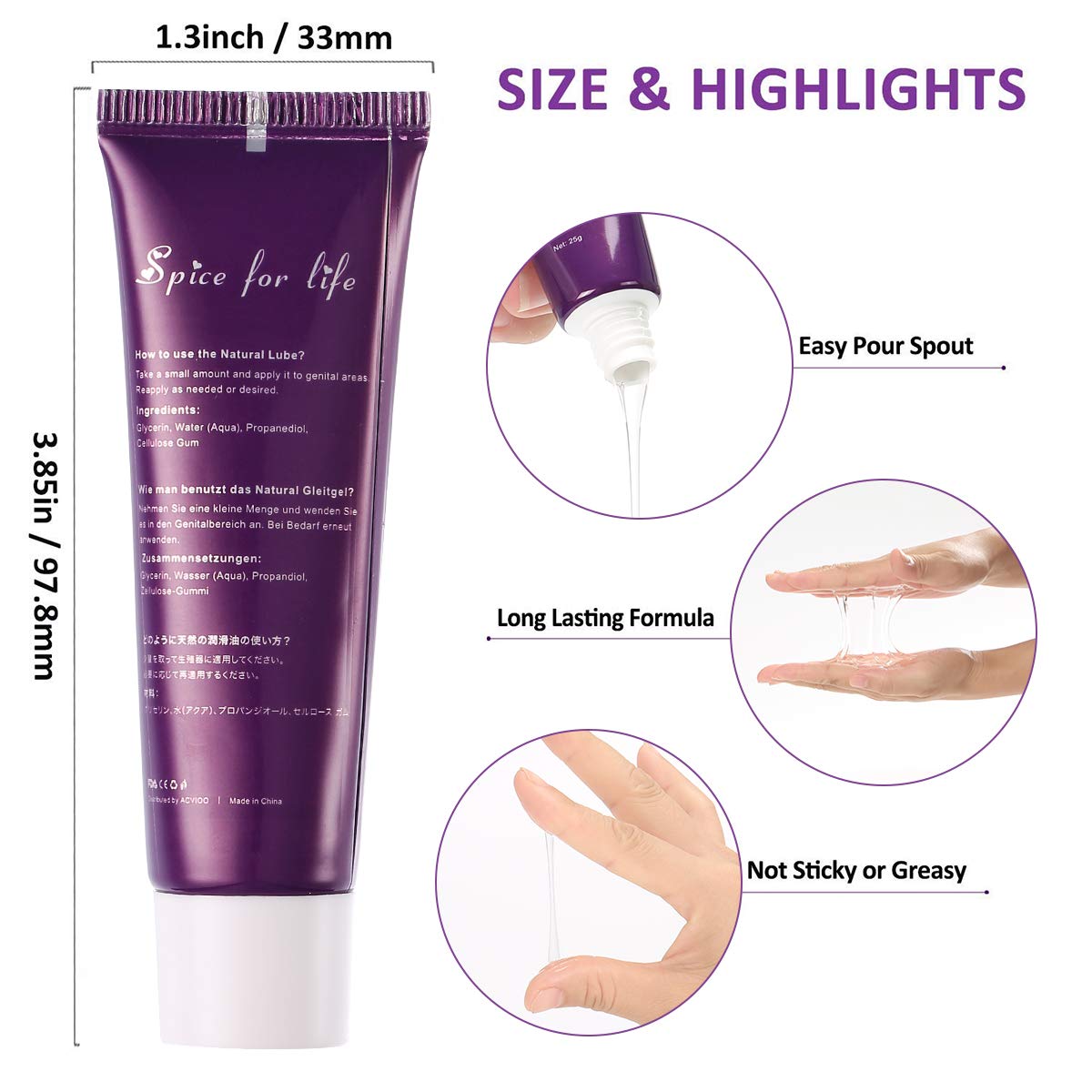 ACVIOO Natural Personal Lubricant,Water-Based, Sex Lube for Women,Men or Couple Travel Set,25 mL (6 pcs in Gift Box)