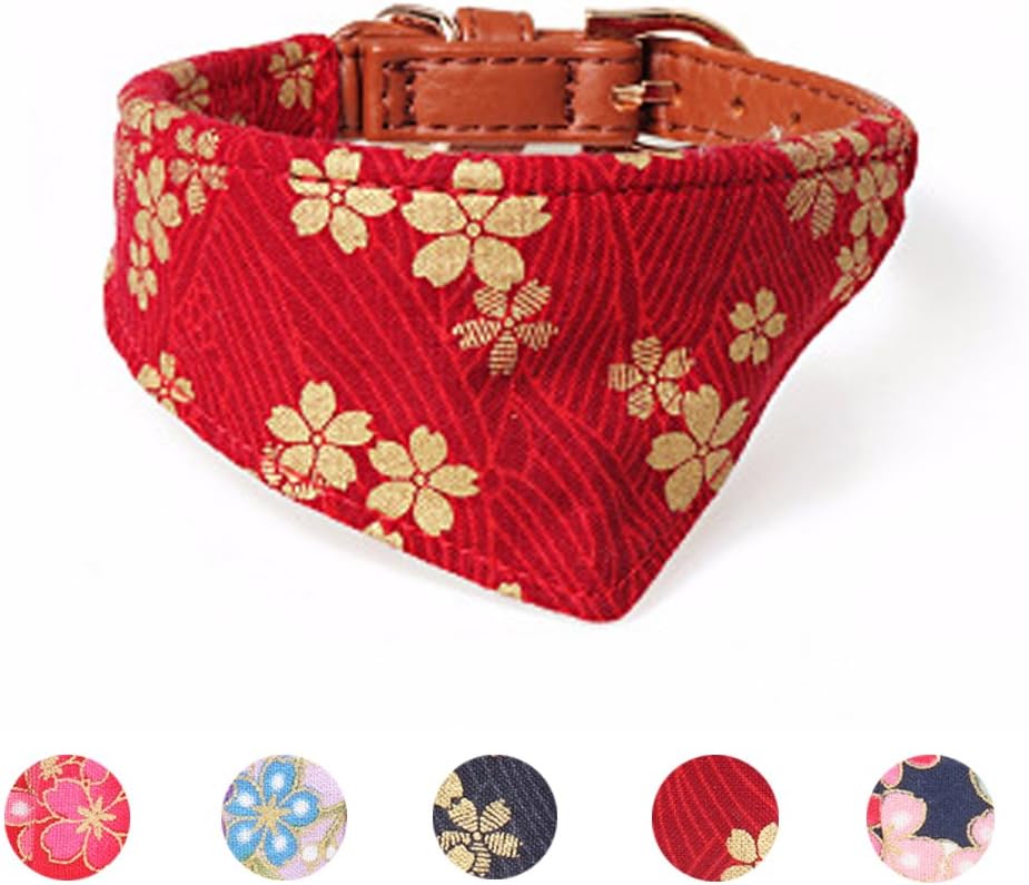 Leepets Dog Collar for Small Dog Puppy Cat with Adorable Bowtie Bandana Leash Durable PU Leather Padded Adjustable Buckle