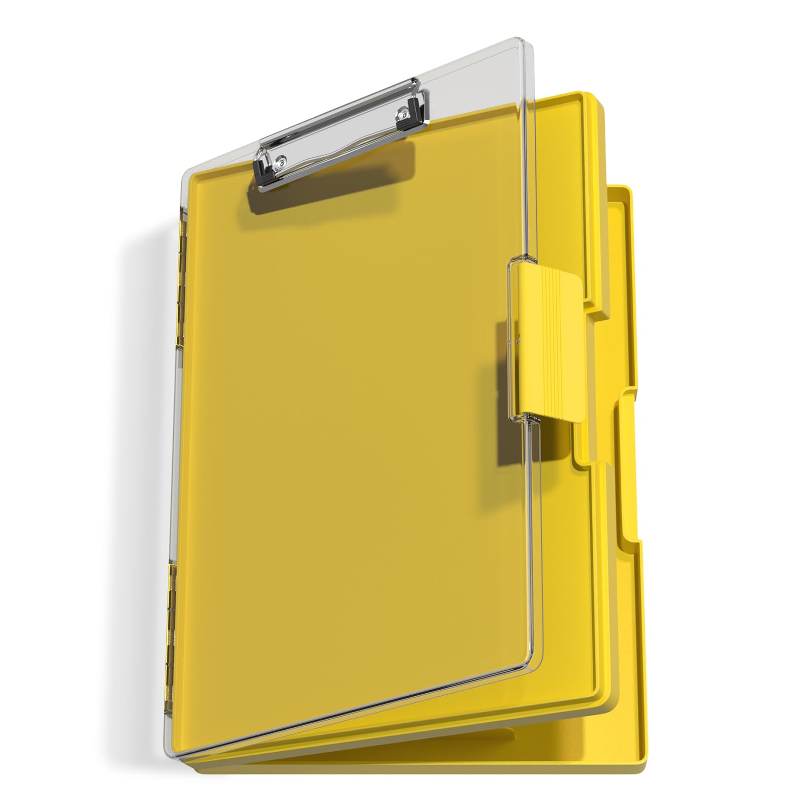 Hnogri Clipboard with Storage, Folder Nursing Clipboards Side Opening, Heavy Duty Clipboard with Dual Compartment Storage Box, Smooth Writing for Work, Office Supplies, School Supplies(Yellow)